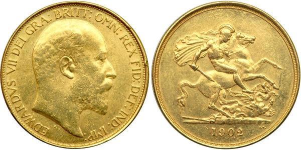 5 Фунт Сполучене королівство Великобританії та Ірландії (1801-1922) Золото Едвард VII (1841-1910)