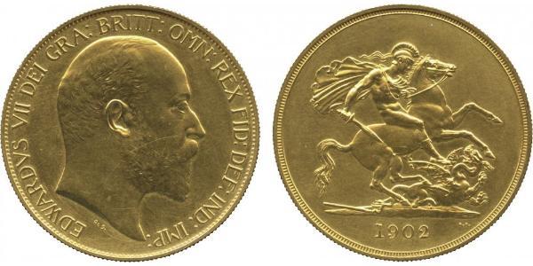 5 Фунт Сполучене королівство Великобританії та Ірландії (1801-1922) Золото Едвард VII (1841-1910)