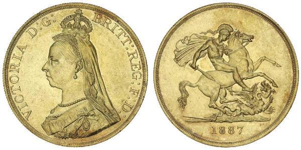 5 Фунт Сполучене королівство Великобританії та Ірландії (1801-1922) / Британська імперія (1497 - 1949) Золото Вікторія (1819 - 1901)
