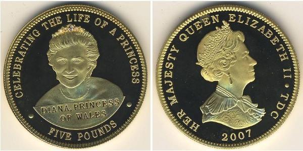 5 Фунт Трістан-да-Кунья Срібло Єлизавета II (1926-2022)