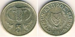 5 Цент Кипр (1960 - ) Латунь 