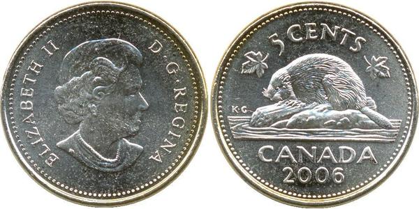 5 Цент Канада Медь Елизавета II (1926-2022)