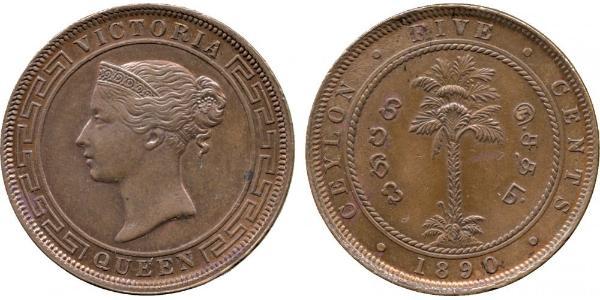 5 Цент Шри Ланка/Цейлон Медь Виктория (1819 - 1901)