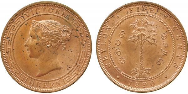 5 Цент Шрі Ланка/Цейлон Мідь Вікторія (1819 - 1901)