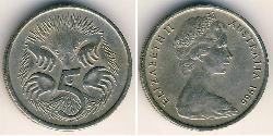 5 Цент Австралия (1939 - ) Никель/Медь Елизавета II (1926-2022)