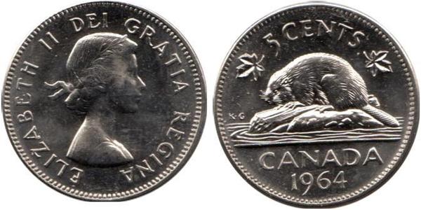 5 Цент Канада Никель/Медь Елизавета II (1926-2022)