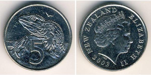 5 Цент Новая Зеландия Никель/Медь Елизавета II (1926-2022)