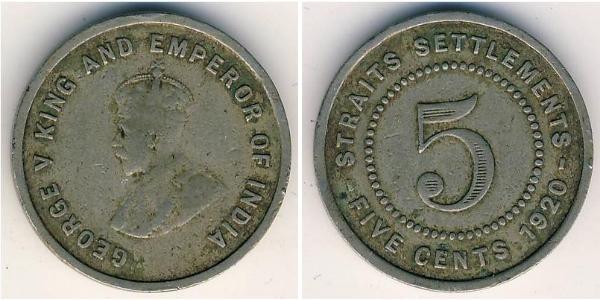 5 Цент Стрейтс-Сетлментс (1826 - 1946) Никель/Медь Георг V (1865-1936)