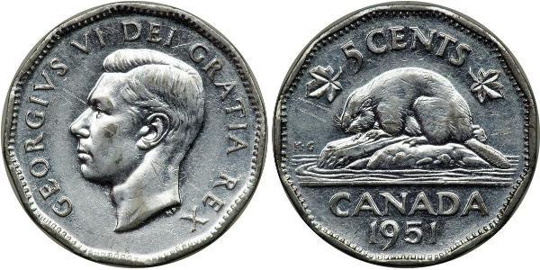 5 Цент Канада Никель/Сталь Георг VI (1895-1952)