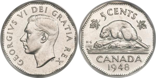5 Цент Канада Никель/Сталь Георг VI (1895-1952)