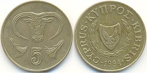 5 Цент Кіпр (1960 - ) Нікель/Латунь 