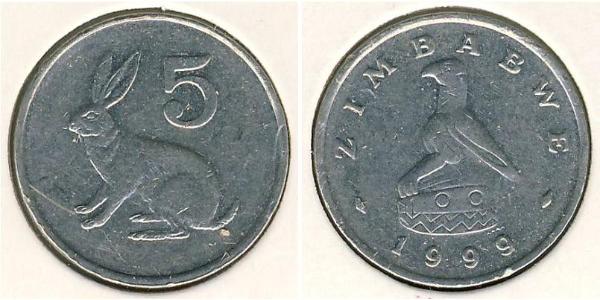 5 Цент Зимбабве (1980 - ) Нікель/Мідь 