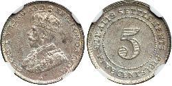 5 Цент Стрейтс-Сетлментс (1826 - 1946) Нікель/Мідь Георг V (1865-1936)