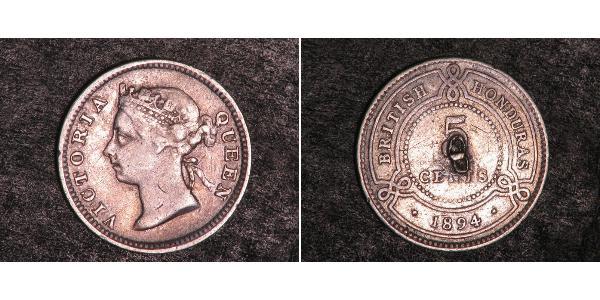 5 Цент Британский Гондурас (1862-1981) Серебро Виктория (1819 - 1901)