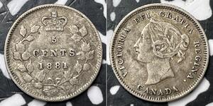5 Цент Канада Серебро Виктория (1819 - 1901)