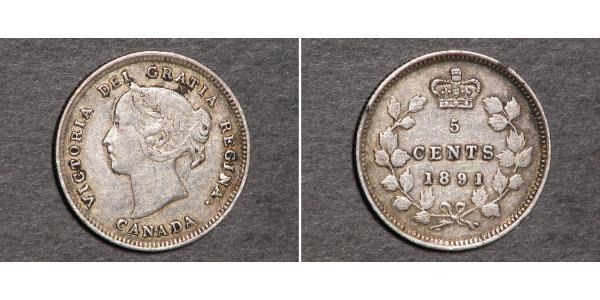 5 Цент Канада Серебро Виктория (1819 - 1901)