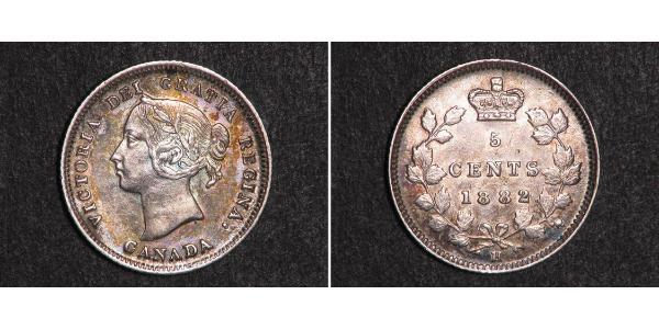 5 Цент Канада Серебро Виктория (1819 - 1901)