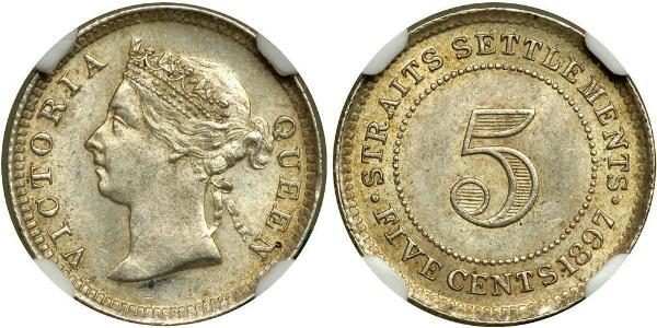 5 Цент Стрейтс-Сетлментс (1826 - 1946) Серебро Виктория (1819 - 1901)