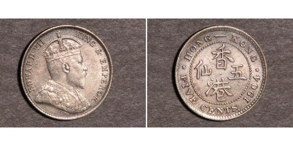 5 Цент Гонконг Срібло Едвард VII (1841-1910)