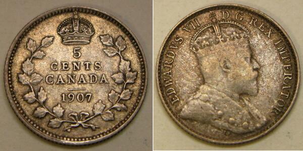 5 Цент Канада Срібло Едвард VII (1841-1910)