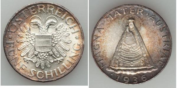5 Шилінг Federal State of Austria (1934-1938) Срібло 