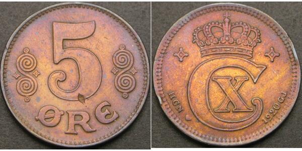 5 Эре Дания Бронза Кристиан X (король Дании) (1870 - 1947)