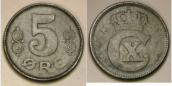 5 Эре Дания Бронза Кристиан X (король Дании) (1870 - 1947)