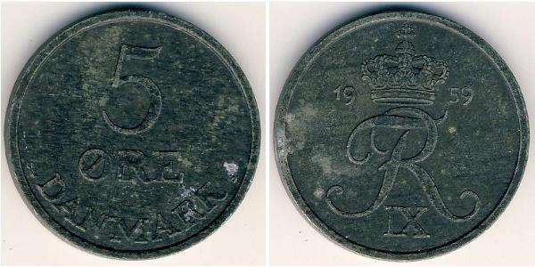 5 Эре Дания Цинк Фредерик IX (1899 - 1972)