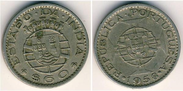 60 Centavo Portuguese India (1510-1961) Copper/Nickel 