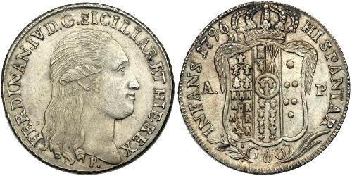 60 Grana Italian city-states Argent Ferdinand I of the Two Sicilies (1751 - 1825)