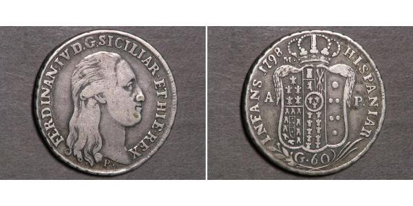 60 Grana Italian city-states Silver Ferdinand I of the Two Sicilies (1751 - 1825)