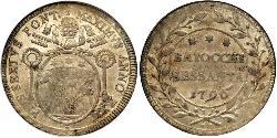60 Байокко Папская область (752-1870) Серебро Пий VI ( 1717-1799)