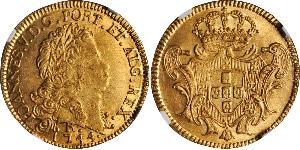 6400 Reis Brasilien Gold Johann V. von Portugal (1689-1750)