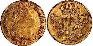 6400 Reis Brasil Oro Juan V de Portugal (1689-1750)