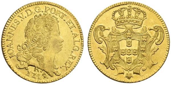 6400 Reis Brasil Oro Juan V de Portugal (1689-1750)