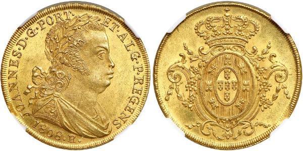 6400 Reis Brasile Oro Giovanni VI del Portogallo (1767-1826)