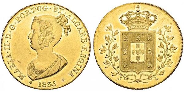 6400 Reis Regno del Portogallo (1139-1910) Oro Maria II del Portogallo (1819-1853)