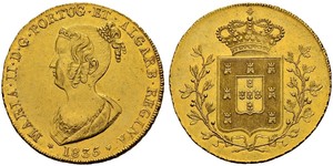 6400 Reis Reino de Portugal (1139-1910) Oro María II de Portugal (1819-1853)