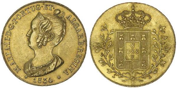 6400 Reis Reino de Portugal (1139-1910) Oro María II de Portugal (1819-1853)