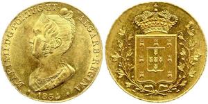 6400 Reis / 4 Escudo Royaume de Portugal (1139-1910) Or Marie II de Portugal (1819-1853)