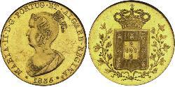 6400 Reis / 4 Escudo Regno del Portogallo (1139-1910) Oro Maria II del Portogallo (1819-1853)