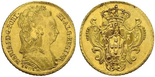 6400 Рейс Бразилия / Королевство Португалия (1139-1910) Золото Мария I королева Португалии (1734-1816)