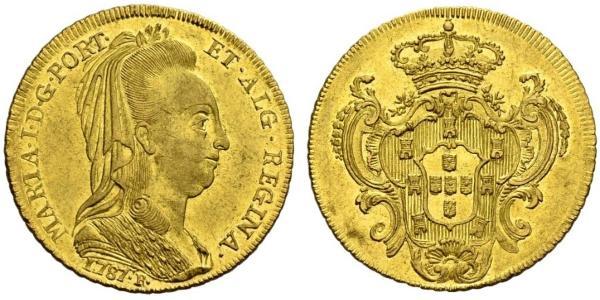 6400 Рейс Бразилия / Королевство Португалия (1139-1910) Золото Мария I королева Португалии (1734-1816)