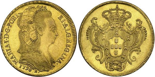 6400 Рейс Бразилия / Королевство Португалия (1139-1910) Золото Мария I королева Португалии (1734-1816)