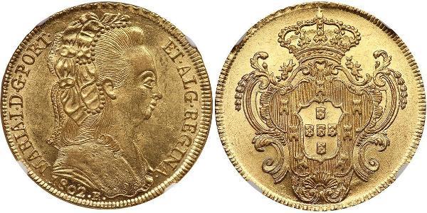 6400 Рейс Бразилія / Королівство Португалія (1139-1910) Золото Мария I королева Португалії (1734-1816)