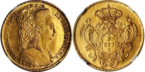 6400 Рейс Бразилія / Королівство Португалія (1139-1910) Золото Мария I королева Португалії (1734-1816)