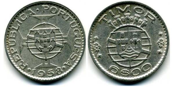 6 Escudo Portogallo / Timor Est (1702 - 1975) Argento 