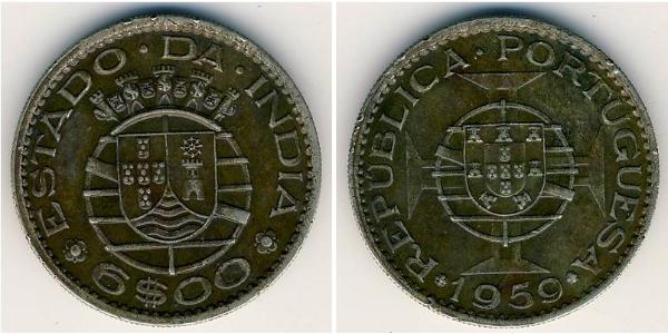 6 Escudo Portuguese India (1510-1961) Copper/Nickel 