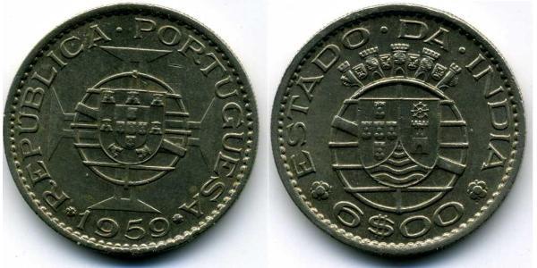 6 Escudo Portugiesisch-Indien (1510-1961) Kupfer/Nickel 