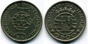 6 Escudo India portoghese (1510-1961) Rame/Nichel 